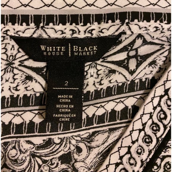 WHBM White House black market Mini Dress Coverup SZ 2 Floral Geo V Neck - Picture 3 of 6